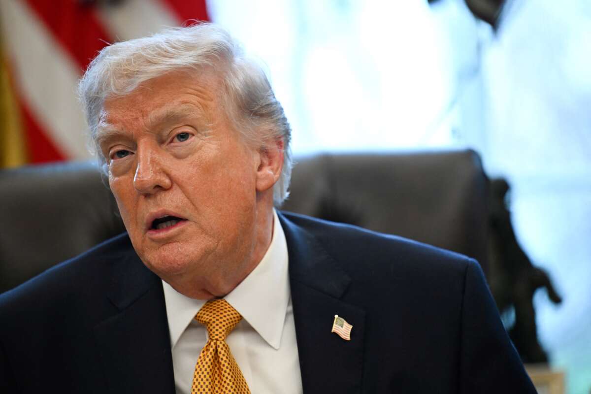 U.S. President Donald Trump speaks before signing an executive order on fraud in the Oval Office at the White House in Washington, D.C., on March 16, 2026.