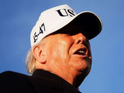 President Donald Trump speaks to the media before boarding Air Force One on March 13, 2026 at Joint Base Andrews, Maryland. Trump is traveling to Florida to spend the weekend at his Mar-a-Lago resort.