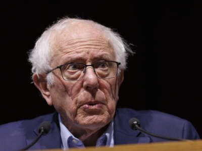 Sen. Bernie Sanders at Stanford University in Stanford, California, on Friday, February 20, 2026.