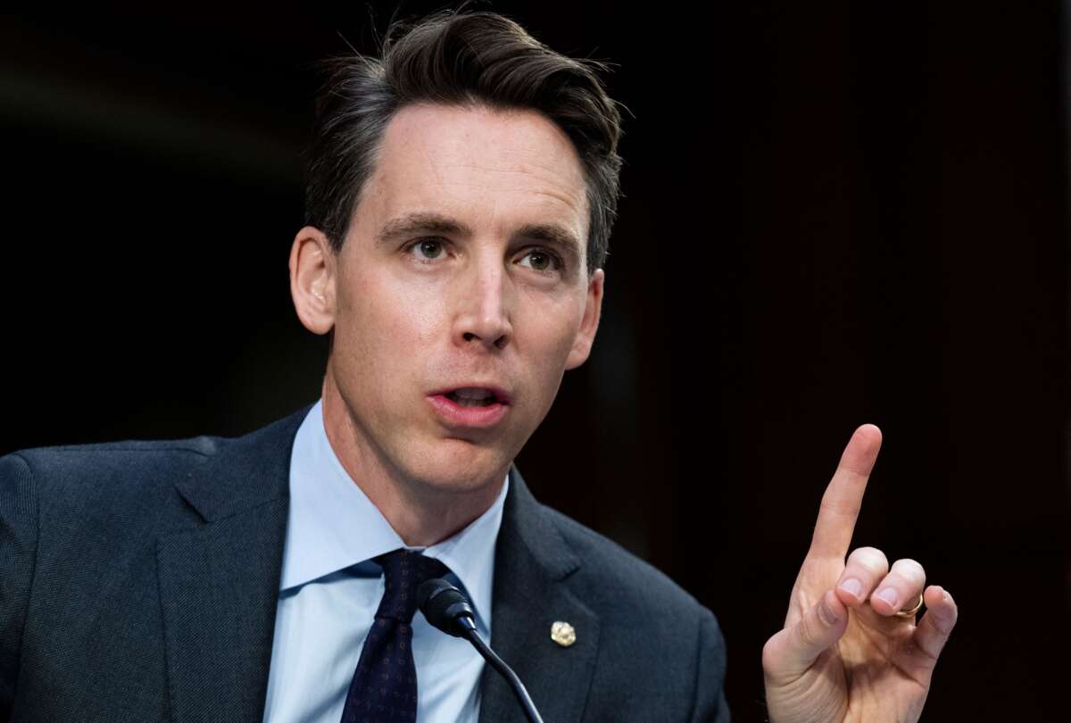 Sen. Josh Hawley (R-Missouri) speaks during the Senate Judiciary Committee hearing to examine Texas's abortion law, on Capitol Hill in Washington, D.C., September 29, 2021.