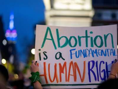 People gather during a rally in support of abortion rights in Washington Square Park on May 3, 2022, in New York City.