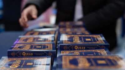 Access to Qurans is crucial for observing Ramadan, but ICE jails have repeatedly denied Muslim immigrants access to them, in addition to imposing inflexible mealtimes incompatible with fasting from dawn to sunset. Here, Qurans appear on a table in New York City during a Ramadan gathering in 2024.