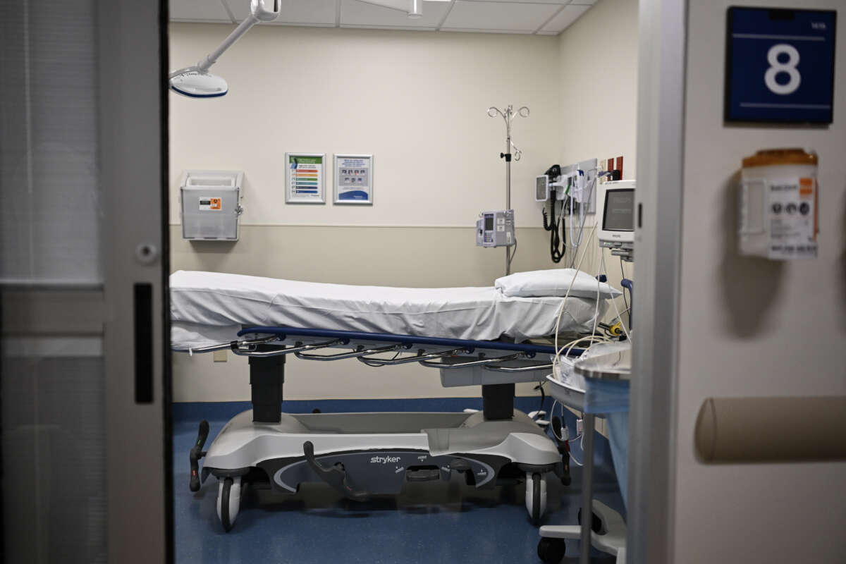 An empty bed in the emergency room is seen in Valley Health Hampshire Memorial Hospital on June 17, 2025, in Romney, West Virginia.