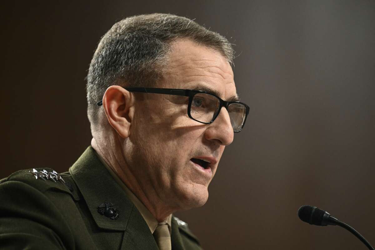 U.S. Marine Corps Lt. Gen. Francis L. Donovan testifies during a Senate Committee on Armed Services hearing on his nomination as Commander of U.S. Southern Command on Capitol Hill in Washington, D.C., on January 15, 2026.
