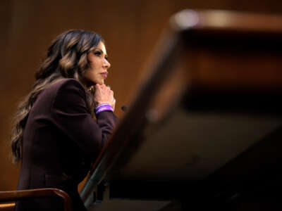 Secretary of Homeland Security Kristi Noem testifies before the Senate Judiciary Committee in the Dirksen Senate Office Building on March 3, 2026, in Washington, D.C.