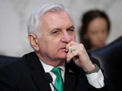 Ranking member of the Senate Armed Service Committee Sen. Jack Reed (D-Rhode Island) questions Under Secretary of Defense for Policy Elbridge Colby during a Senate Armed Service Committee hearing at the Hart Senate Office Building on March 3, 2026, in Washington, D.C. Some Senate Democrats like Reed haven’t ruled out voting for a possible supplemental funding bill for the Pentagon, even as the annual U.S. military budget cleared $1 trillion.
