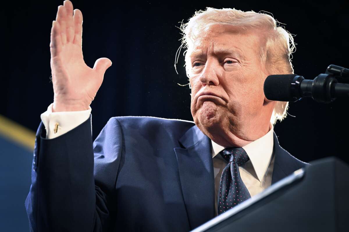 Donald Trump speaks at the Republican Members Issues Conference at Trump National Doral Miami on March 9, 2026, in Doral, Florida.
