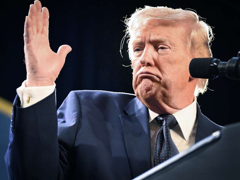 Donald Trump speaks at the Republican Members Issues Conference at Trump National Doral Miami on March 9, 2026, in Doral, Florida.