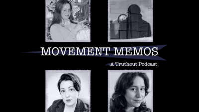 "Movement Memos: A Truthout Podcast" banner sits between four headshots.