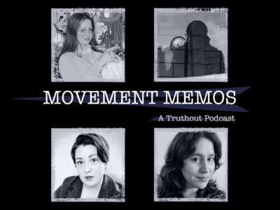 "Movement Memos: A Truthout Podcast" banner sits between four headshots.