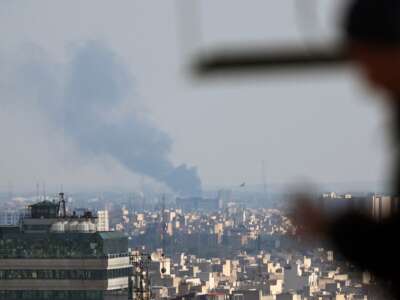 Smoke rises from the site of a strike in Tehran on April 1, 2026. An AFP journalist reported several huge explosions in the west of the Iranian capital Tehran on April 1 afternoon. Israel said earlier on April 1 it had struck several targets in Tehran.