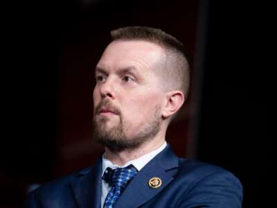 Rep. Jared Golden (D-Maine) participates in the Bipartisan Defending Borders, Defending Democracies Act news conference in the U.S. Capitol on Wednesday, March 06, 2024.