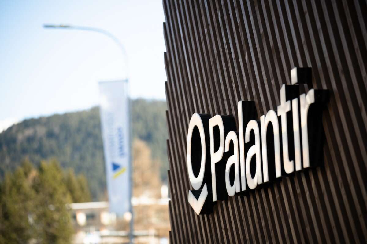 A view of the Palantir building is seen during the World Economic Forum Annual Meeting, on January 20, 2026.