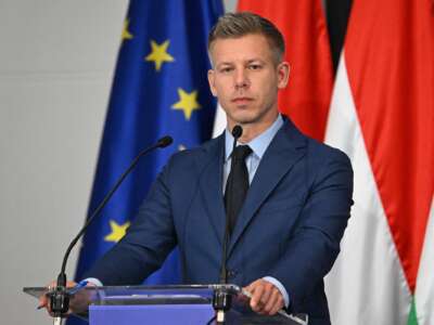 Election winner and leader of Hungary's TISZA party Peter Magyar answers journalists' questions during a press conference following the first official meeting of TISZA's new parliamentary group in Budapest, Hungary, on April 20, 2026.