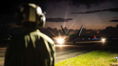 A U.S. Air Force F-22 Raptor parks following a large-scale strike against Venezuela military targets in support of Operation Absolute Resolve, in Ceiba, Puerto Rico, January 3, 2026.