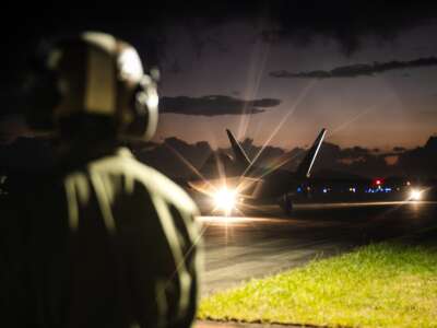 A U.S. Air Force F-22 Raptor parks following a large-scale strike against Venezuela military targets in support of Operation Absolute Resolve, in Ceiba, Puerto Rico, January 3, 2026.