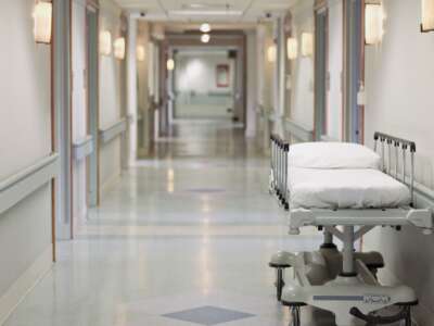 Gurney in hospital hallway