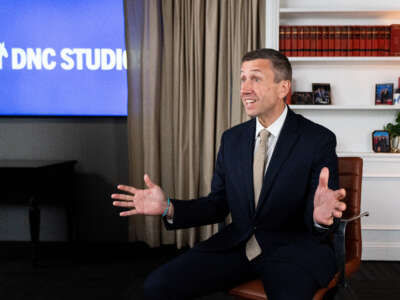Ken Martin, chair of the Democratic National Committee, speaks during an interview at DNC headquarters in Washington, D.C., on November 2, 2025.