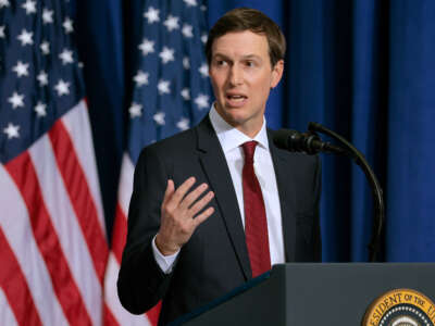 Jared Kushner speaks during the inaugural meeting of the Board of Peace at the Donald J. Trump Institute of Peace on February 19, 2026, in Washington, D.C.