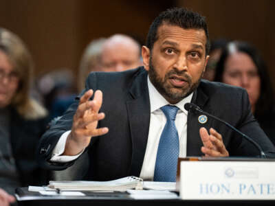 FBI Director Kash Patel testifies during the Senate Select Intelligence Committee hearing on "Worldwide Threats" in the Hart Senate Office Building on March 18, 2026.