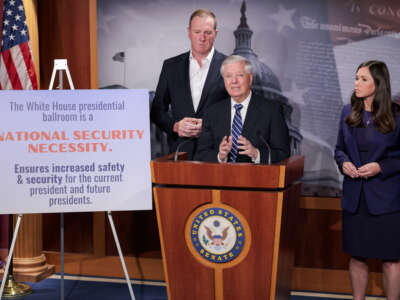 Sen. Lindsey Graham speaks during a press conference at the U.S. Capitol on April 27, 2026, in Washington, D.C.