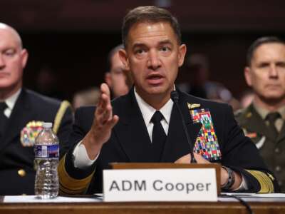 Commander of U.S. CENTCOM Brad Cooper testifies during a Senate Armed Services Committee hearing on May 14, 2026 in Washington, DC.