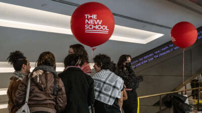 Student activists occupy a protest encampment in support of Palestine inside the New School on April 21, 2024, in New York City.