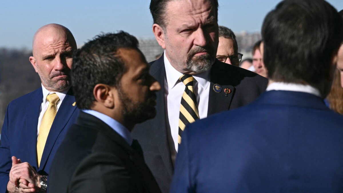 FBI Director Kash Patel and Assistant to the US President for Counterterrorism Sebastian Gorka attend the US Hostage and Wrongful Detainee flag raising ceremony at the State Department in Washington, DC, on March 9, 2026.