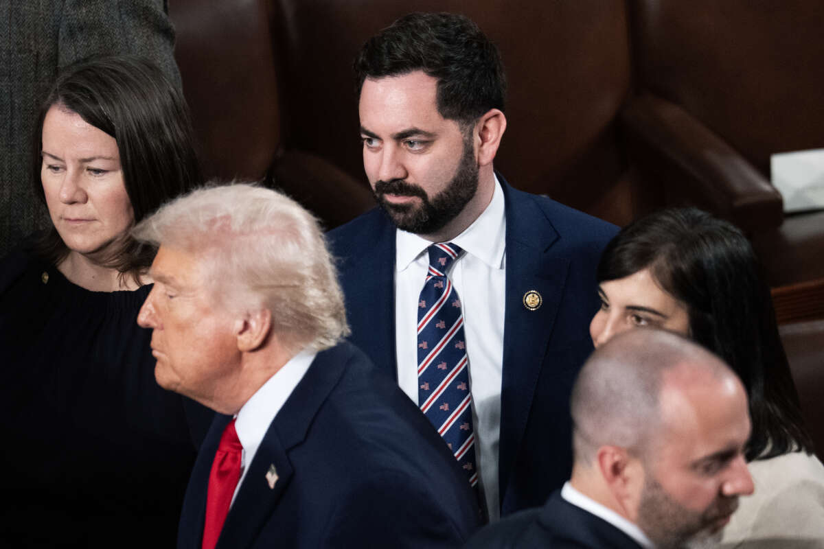Rep. Mike Lawler attends President Donald Trump's State of the Union address in the House Chamber of the U.S. Capitol on February 24, 2026.