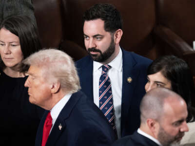 Rep. Mike Lawler attends President Donald Trump's State of the Union address in the House Chamber of the U.S. Capitol on February 24, 2026.