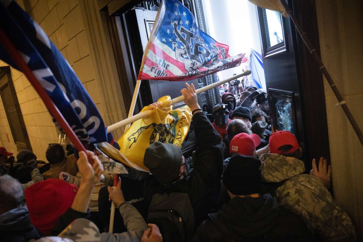 A pro-Trump mob breaks into the US Capitol on January 6, 2021 in Washington, DC.