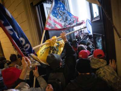 A pro-Trump mob breaks into the US Capitol on January 6, 2021 in Washington, DC.