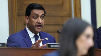 U.S. Rep. Ro Khanna (D-CA) questions U.S. Secretary of Defense Pete Hegseth during a House Armed Services Committee hearing on April 29, 2026 in Washington, DC.