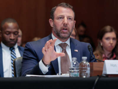 US Secretary of Homeland Security Markwayne Mullin testifies before the Senate Appropriations Subcommittee on Capitol Hill on June 02, 2026 in Washington, DC. The hearing was held to examine the Department of Homeland Security's budget request for fiscal year 2027.