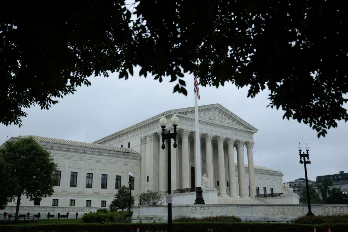 A light rain falls outside of the U.S. Supreme Court ahead of the release of new opinions on June 23, 2026 in Washington, DC. As it nears the end of the 2025-2026 term, the court handed down rulings in five cases, leaving about 10 more to be announced in the next week.