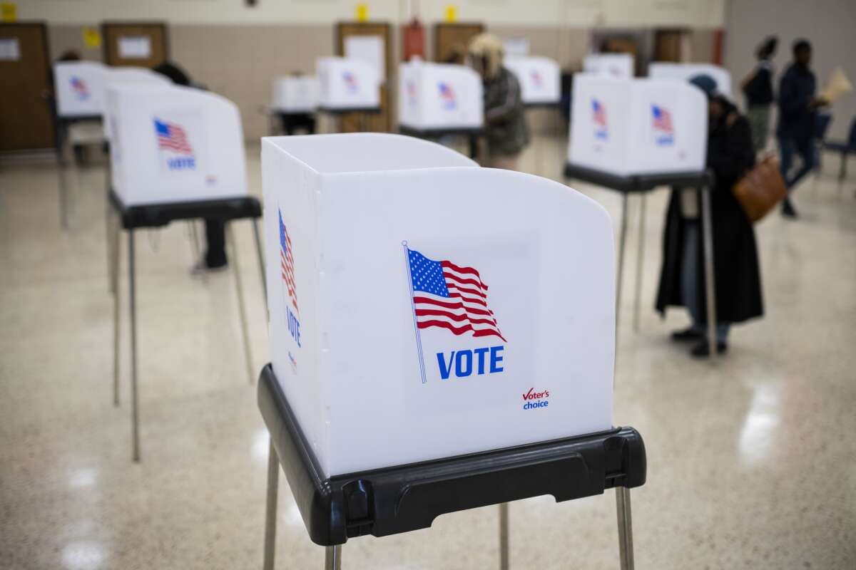 cyber investigation Voters are seen at voting booths on Election Day at a polling location in Upper Marlboro, Maryland, on November 5, 2024.