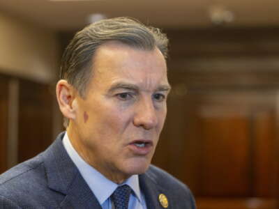 Rep. Tom Suozzi attends a PKF O'Connor Davies/Siena Research Institute poll event at the Crest Hollow Country Club in Woodbury, New York, on January 29, 2026.