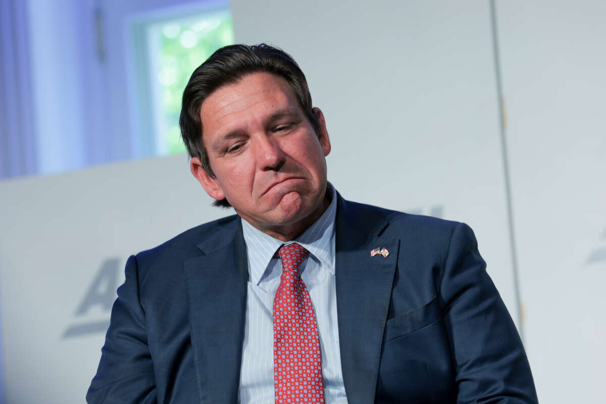 Florida Gov. Ron DeSantis speaks during an event at the American Enterprise Institute for Public Policy Research headquarters on June 3, 2026, in Washington, D.C.