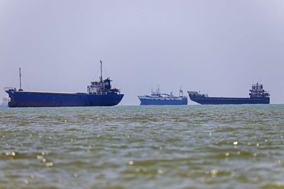 In this picture obtained from Iran's ISNA news agency on June 18, 2026, vessels are seen anchored in Bandar Abbas along the Strait of Hormuz.