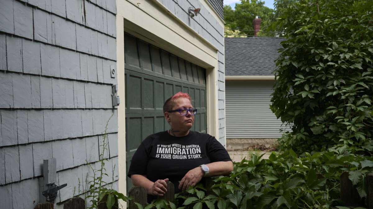 Natasha Rakotz poses for a photo near her home in Minneapolis, Minnesota, on June 18, 2026. Rakotz is one of 15 people charged with federal felonies in the wake of the immigration crackdown that began last winter in Minneapolis.