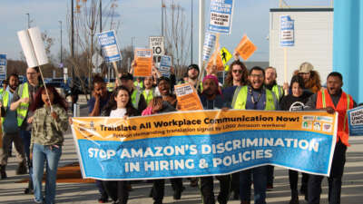 Kentucky Amazon air cargo workers and community supporters protest for rights at work, 2023.