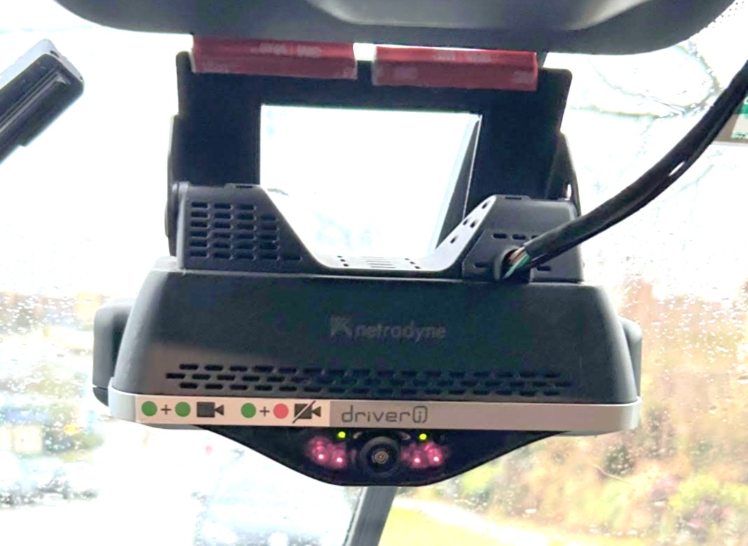 Netradyne’s AI-driven “Driver•I” camera mounted in an Amazon delivery vehicle.