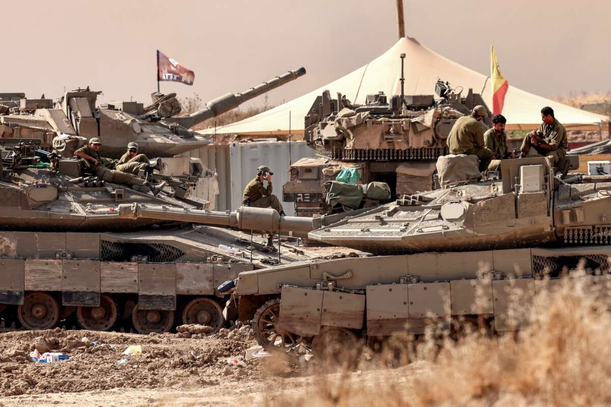 Israeli tanks and troops deployed at the edge of Gaza on June 10, 2026.