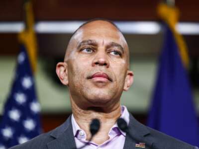 U.S. House Minority Leader Hakeem Jeffries (D-New York) speaks during a news conference at the U.S. Capitol Building on July 13, 2026 in Washington, D.C.