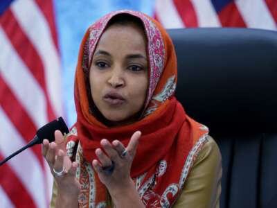 U.S. Rep. Ilhan Omar (D-Minnsota) speaks during a hearing at the U.S. Capitol on February 12, 2026 in Washington, D.C.