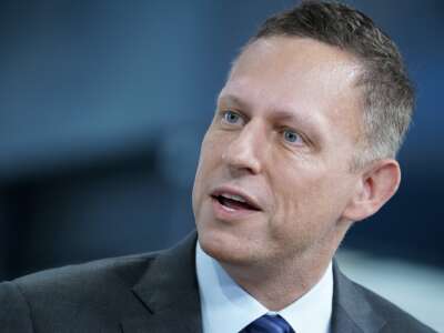 Entrepreneur and venture capitalist Peter Thiel visits "FOX & Friends" at Fox News Channel Studios on August 9, 2019 in New York City.