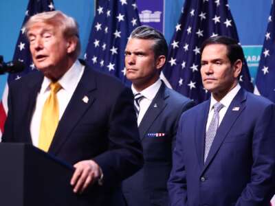 President Donald Trump, Secretary of War Pete Hegseth, and Secretary of State Marco Rubio during the press conference at the NATO Summit in Ankara, Turkiye on July 8, 2026.