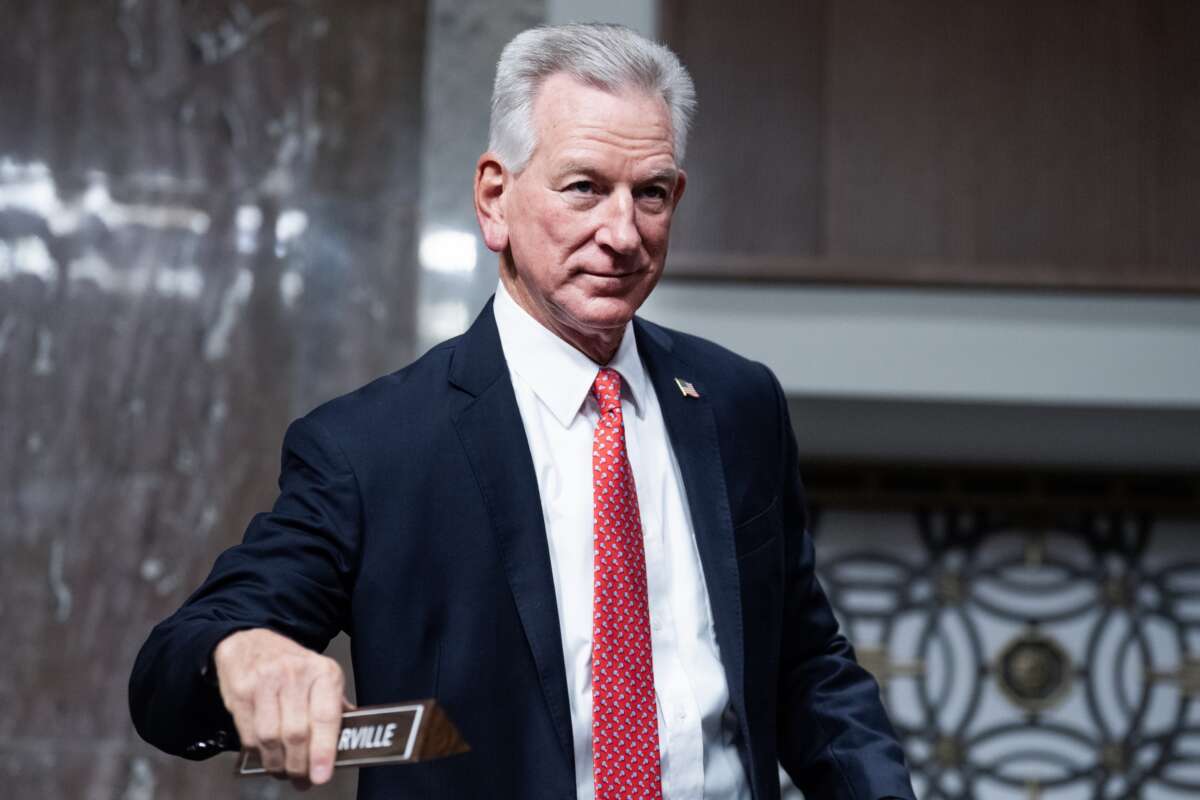 Sen. Tommy Tuberville arrives for a Senate Armed Services Committee confirmation hearing in Dirksen building on Thursday, January 15, 2026.