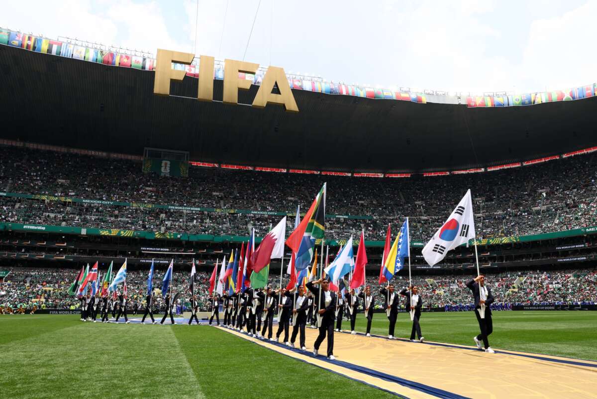 General view of flag bearers at the opening ceremony prior to the FIFA World Cup 2026 Group A match between Mexico and South Africa at Mexico City Stadium on June 11, 2026 in Mexico City, Mexico.