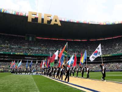 General view of flag bearers at the opening ceremony prior to the FIFA World Cup 2026 Group A match between Mexico and South Africa at Mexico City Stadium on June 11, 2026 in Mexico City, Mexico.